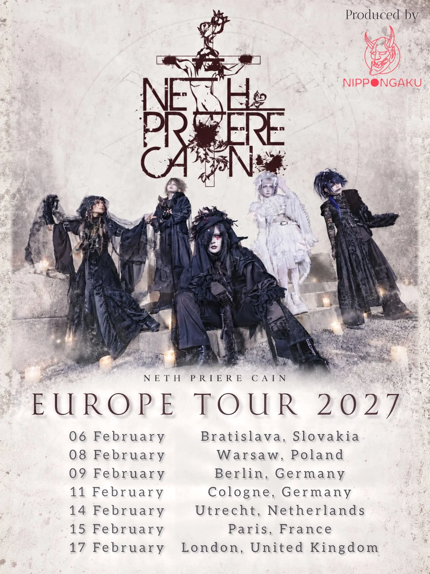 NETH PRIERE CAIN Europe Tour 2027 poster