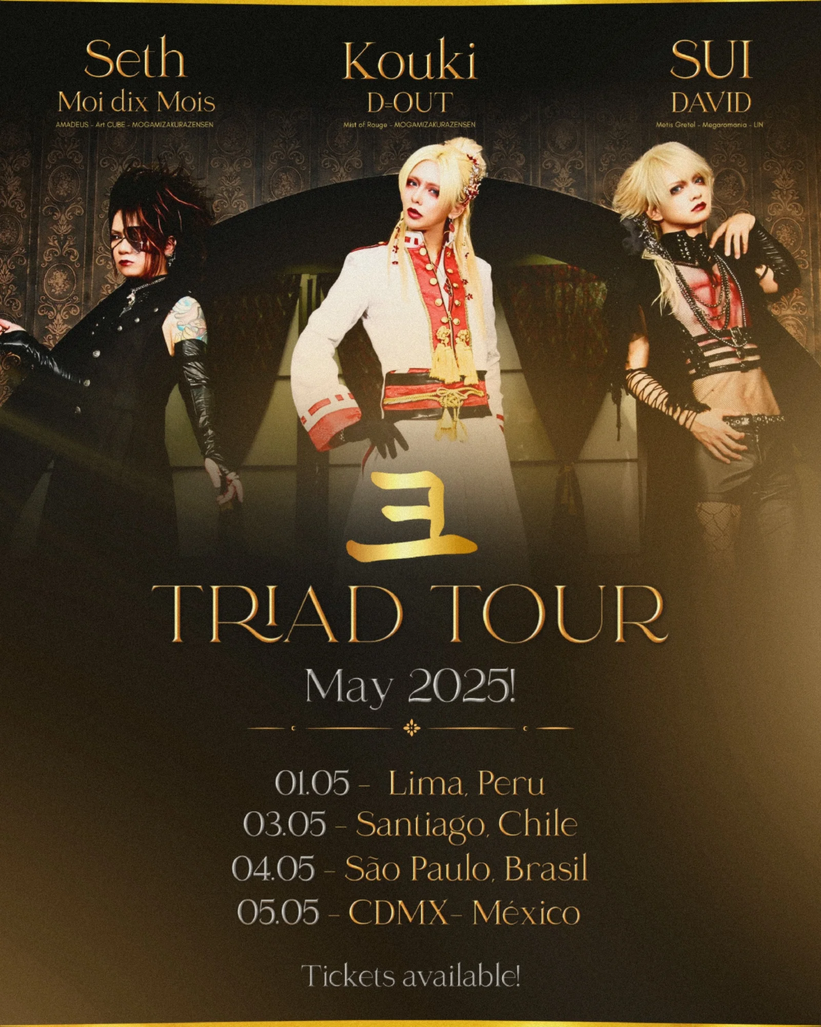 Triad Tour Latin America poster, Seth, Kouki and SUI